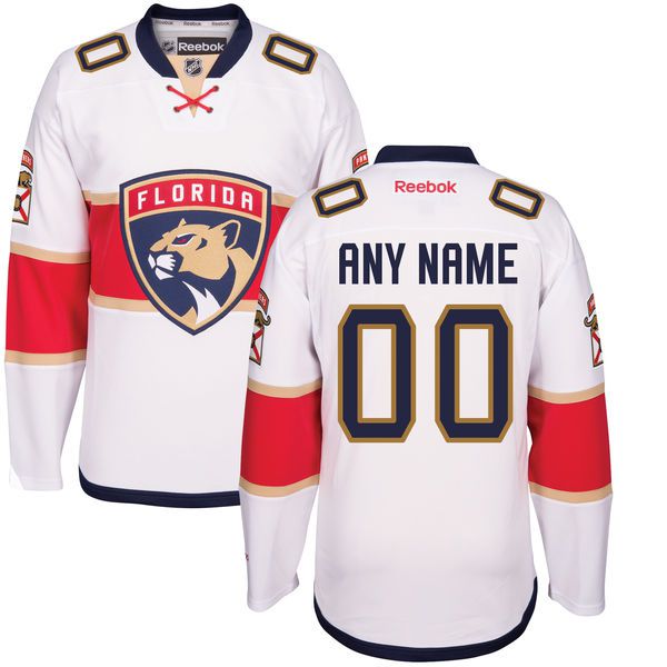 Men Florida Panthers Reebok White Away Premier Custom NHL Jersey->customized nhl jersey->Custom Jersey